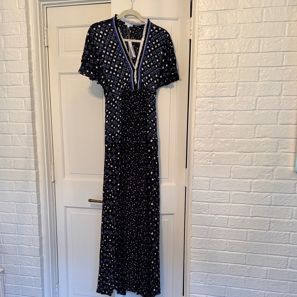 Poupette St. Barth Black and Blue Maxi Dress